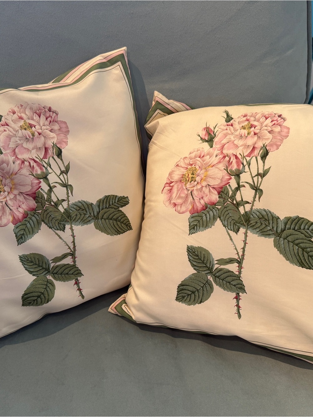 Jim Thompson Silk Pillow Shams 15x15 set of 2 Pink Mums